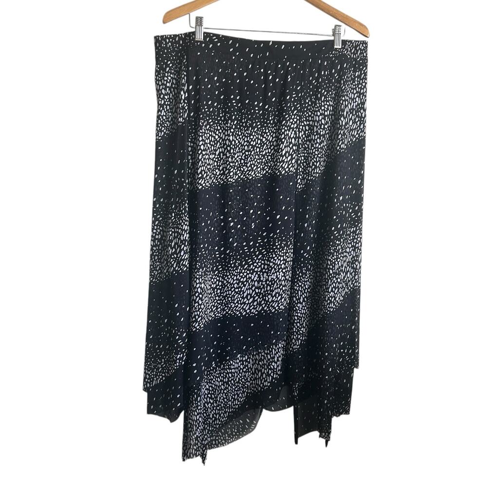 Chicos Women Maxi Skirt XL Abstract Dot‎ Handkerchief Hem Boho Whimsigoth Witchy
